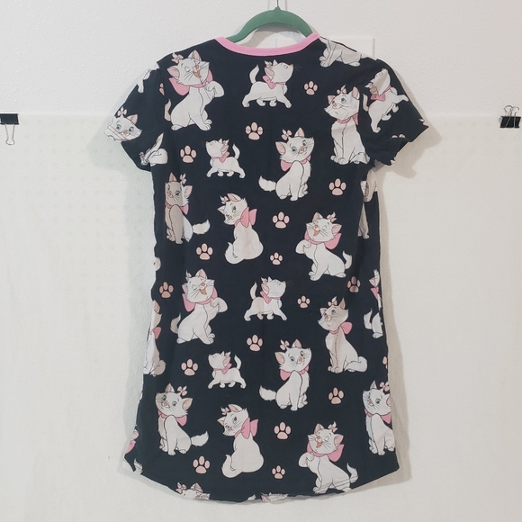 DISNEY Womens Size Extra Small Black Pink Aristocats Short Sleeve Sleep Shirt - Picture 2 of 9